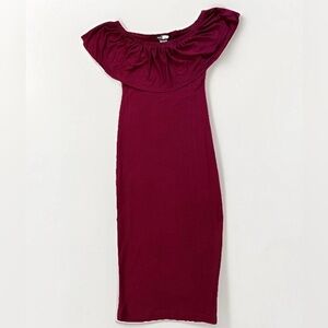 chic One-Shoulder Ruffled Bodycon Dress in Wine